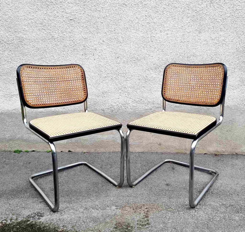 Pair of Mid Century Cesca Chairs by Gavina, Design Marcel Breuer, Italy 60s