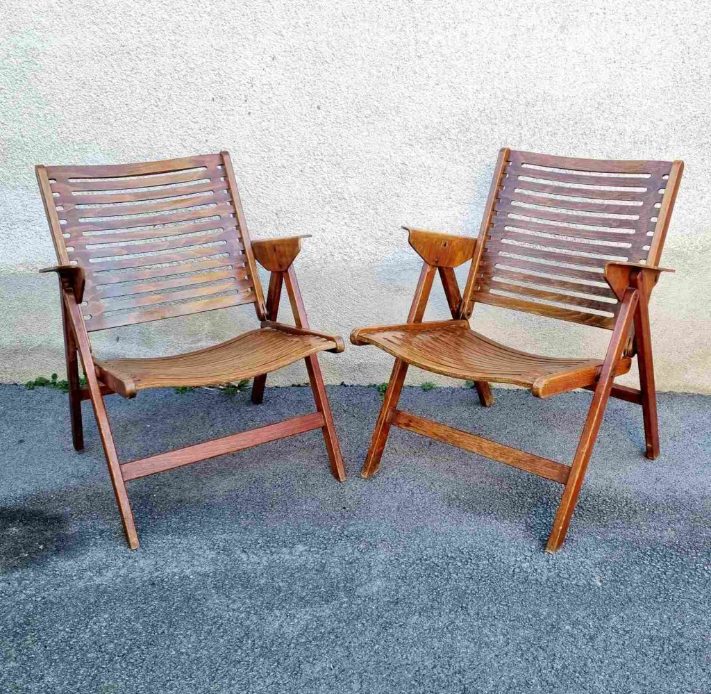 Mid Century Folding Lounge Armchairs Rex Designed by Niko Kralj, Slovenia, 60s